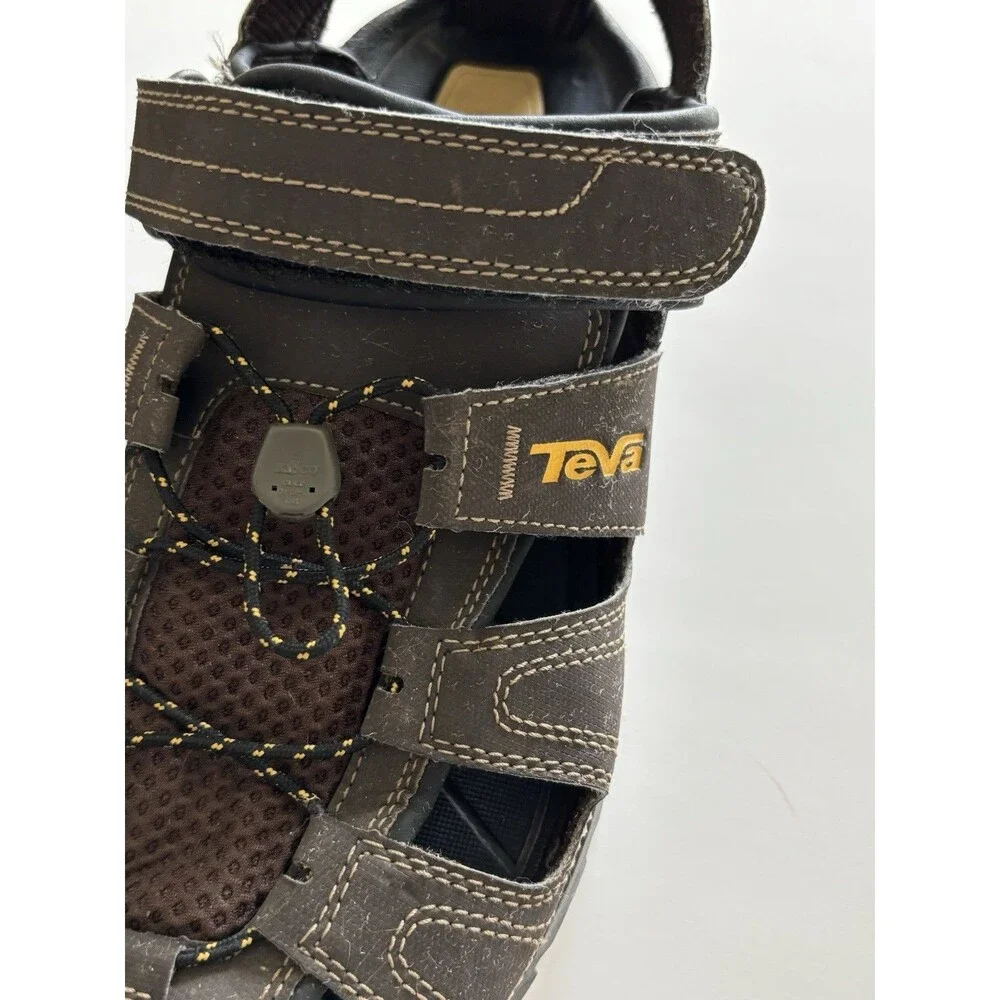 New Teva Men’s Forebay Outdoor Hiking Sandals Closed Toe  Coffee Brown Size 11